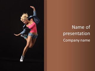 A Woman Dancing In The Air With Her Arms Outstretched PowerPoint Template