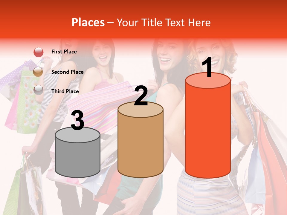 Bag Girls Caucasian PowerPoint Template