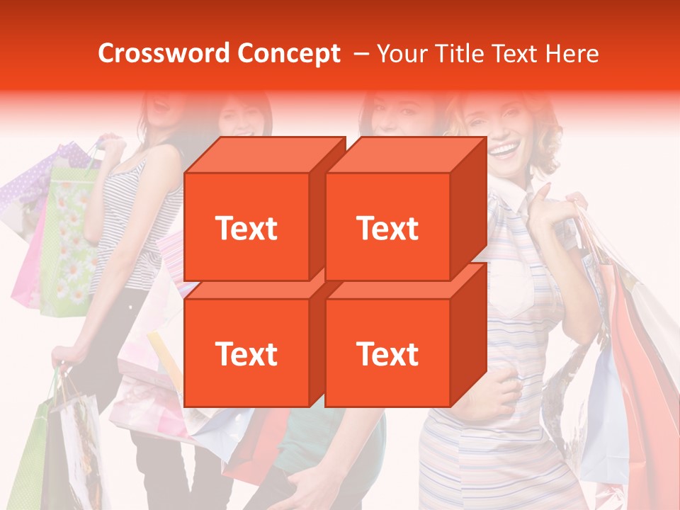 Bag Girls Caucasian PowerPoint Template