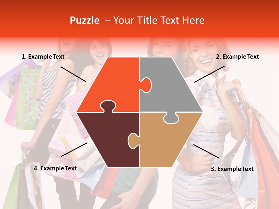 Bag Girls Caucasian PowerPoint Template