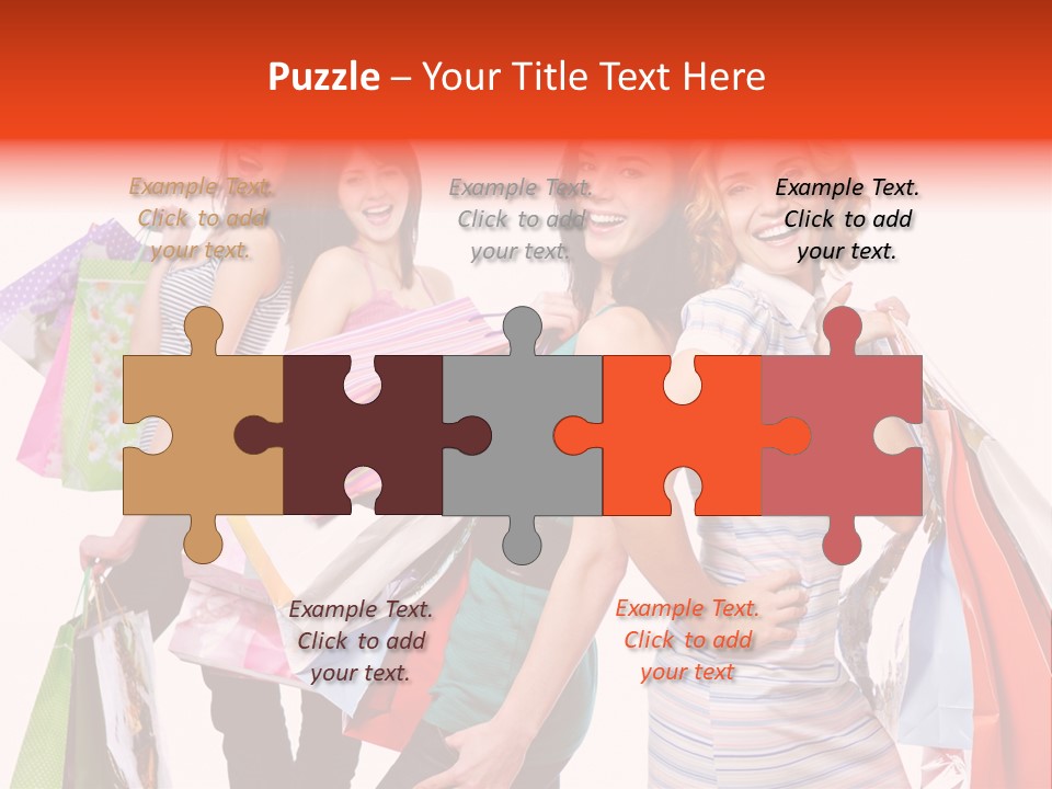 Bag Girls Caucasian PowerPoint Template