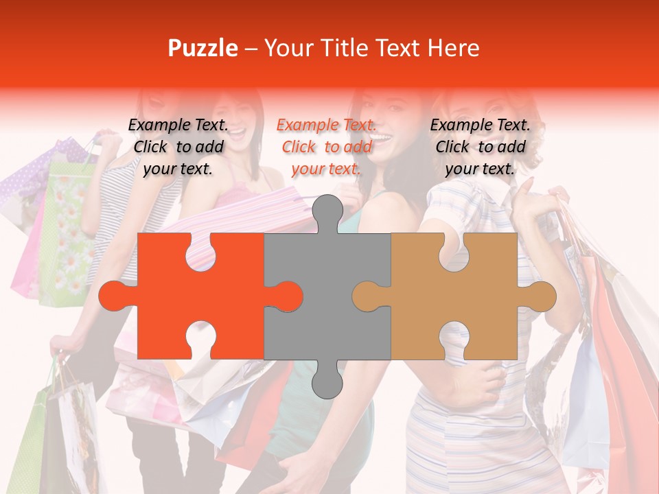 Bag Girls Caucasian PowerPoint Template