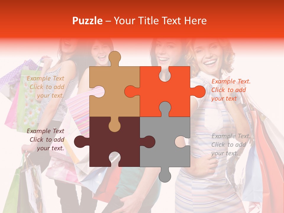 Bag Girls Caucasian PowerPoint Template