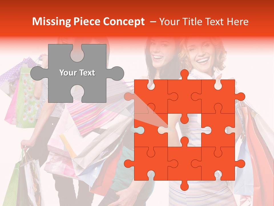 Bag Girls Caucasian PowerPoint Template