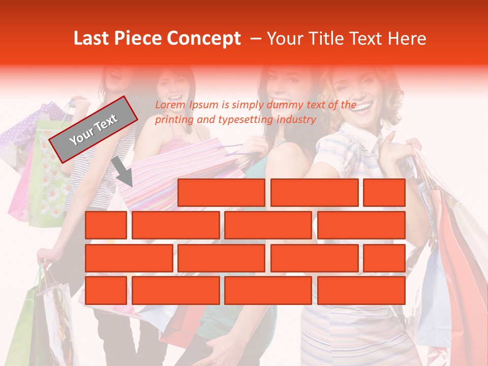 Bag Girls Caucasian PowerPoint Template