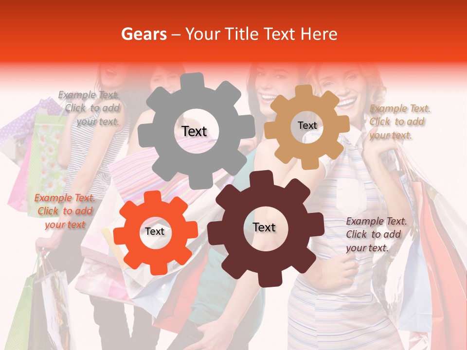 Bag Girls Caucasian PowerPoint Template