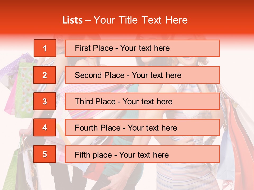 Bag Girls Caucasian PowerPoint Template