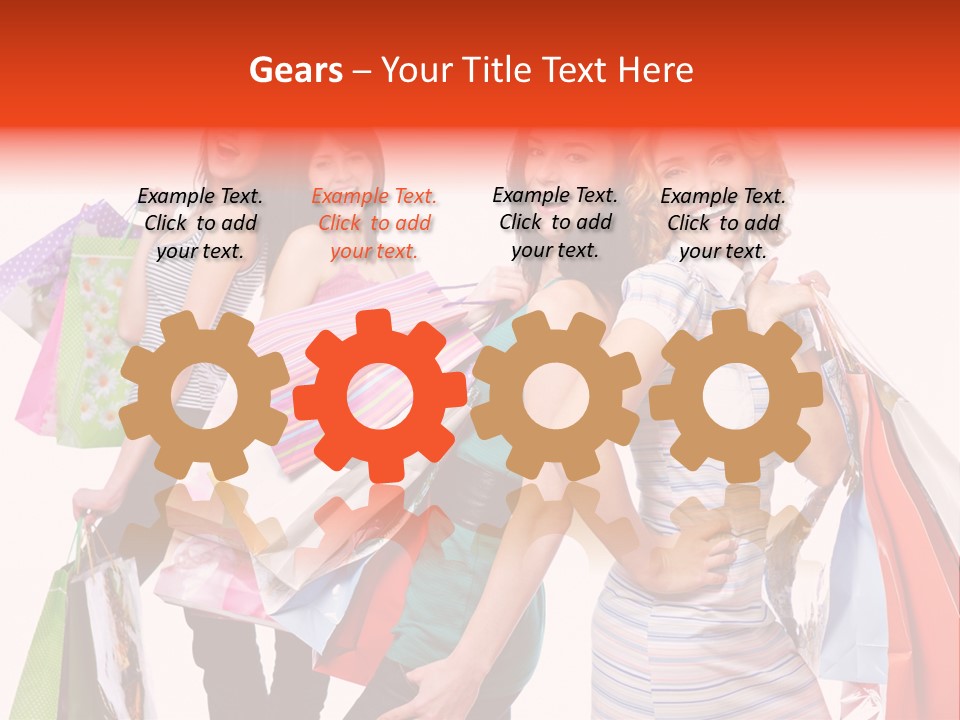 Bag Girls Caucasian PowerPoint Template