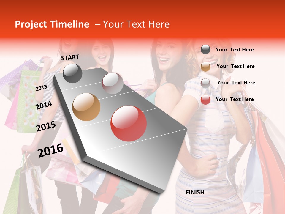 Bag Girls Caucasian PowerPoint Template