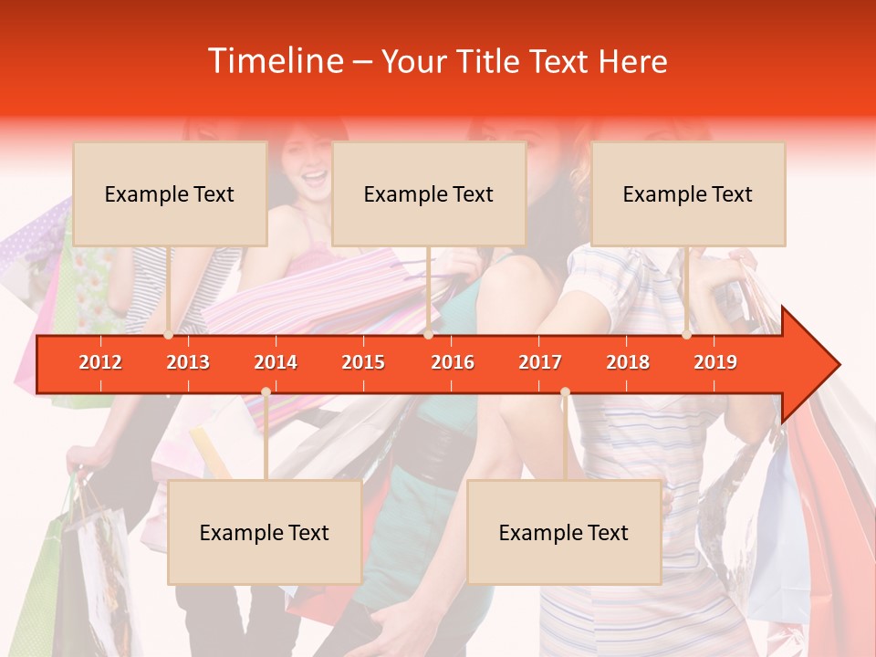 Bag Girls Caucasian PowerPoint Template