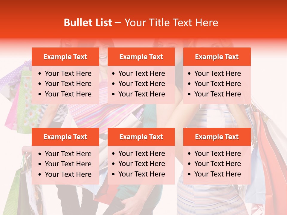 Bag Girls Caucasian PowerPoint Template