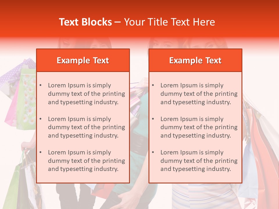 Bag Girls Caucasian PowerPoint Template