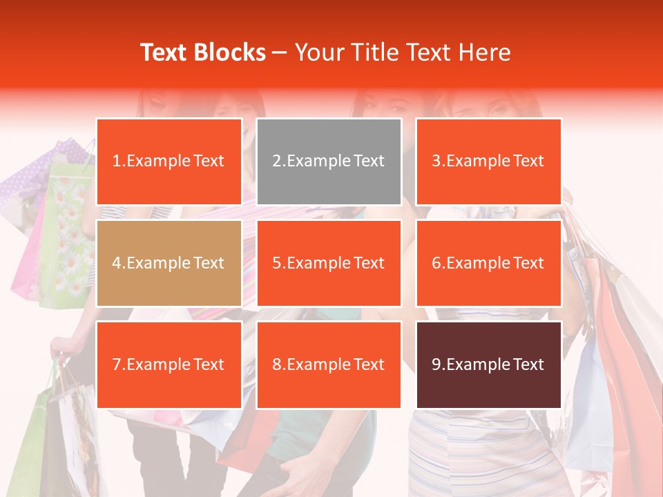 Bag Girls Caucasian PowerPoint Template