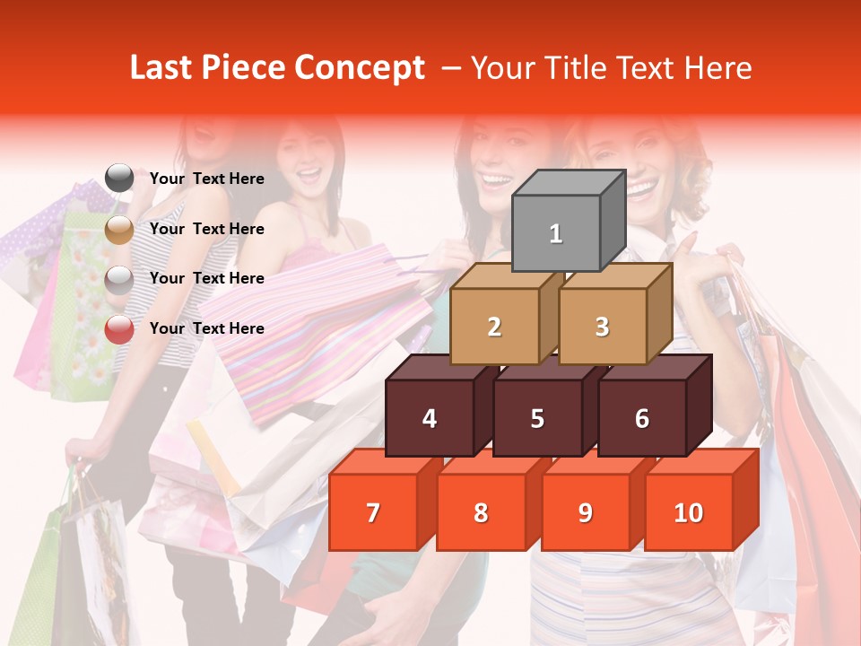 Bag Girls Caucasian PowerPoint Template