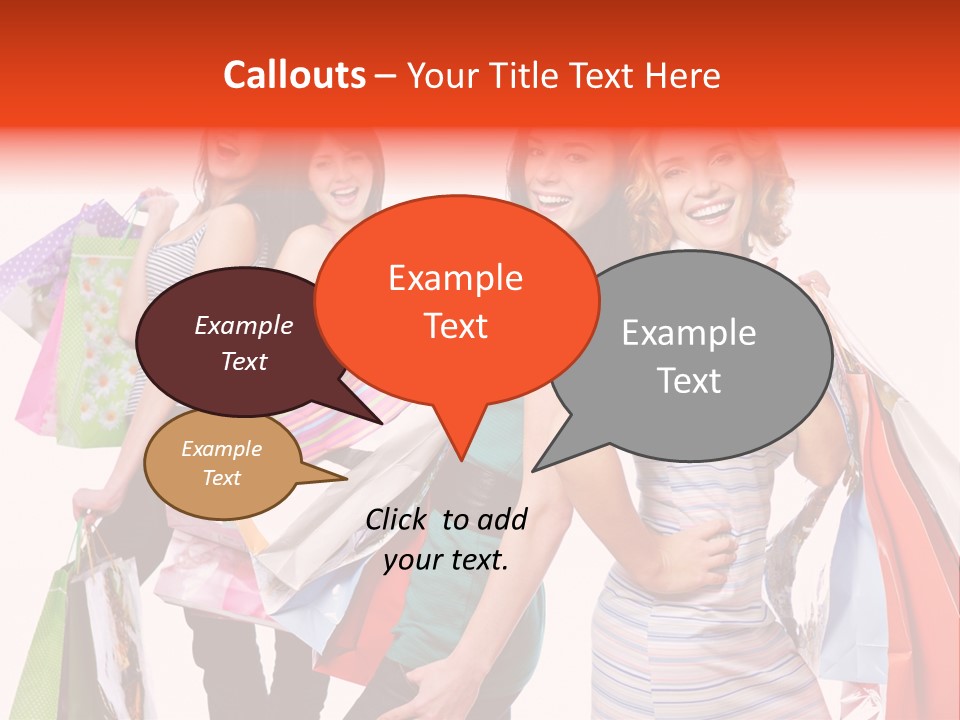 Bag Girls Caucasian PowerPoint Template