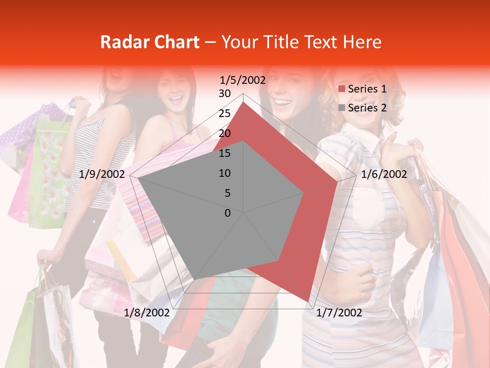 Bag Girls Caucasian PowerPoint Template