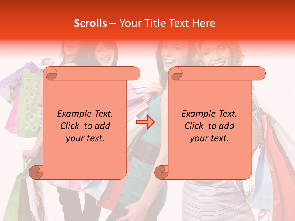 Bag Girls Caucasian PowerPoint Template