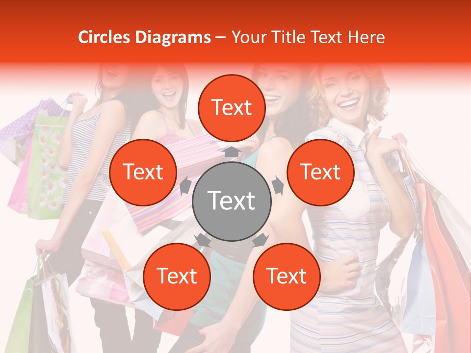 Bag Girls Caucasian PowerPoint Template