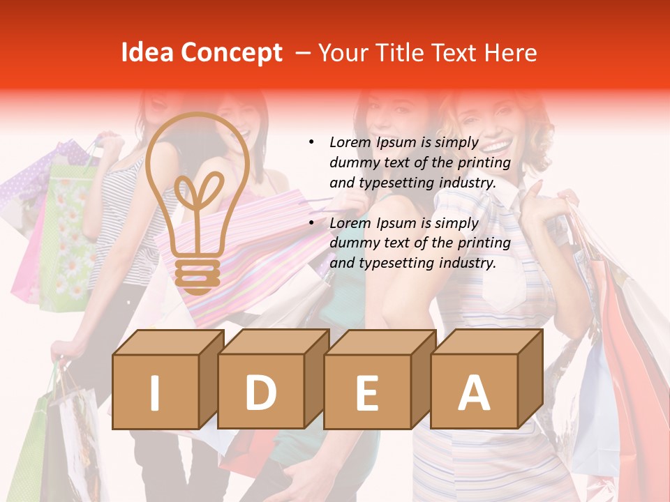 Bag Girls Caucasian PowerPoint Template