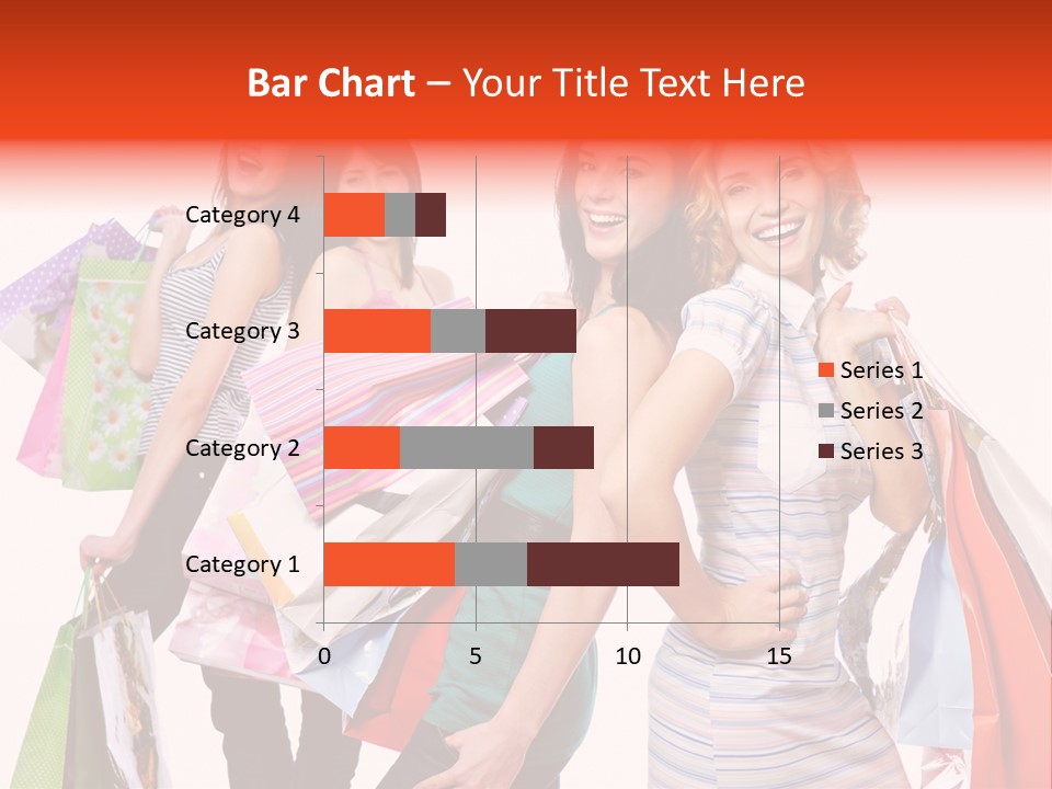 Bag Girls Caucasian PowerPoint Template