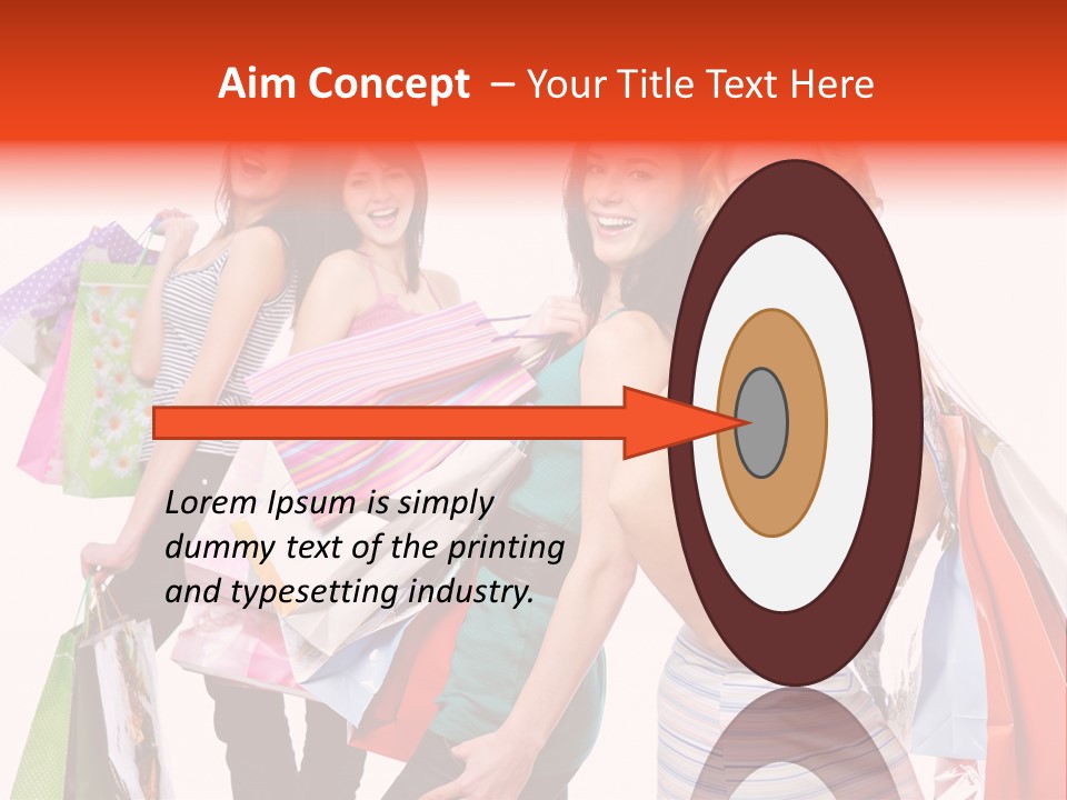 Bag Girls Caucasian PowerPoint Template