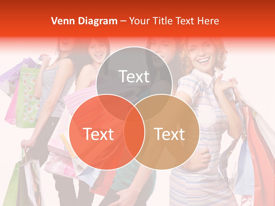 Bag Girls Caucasian PowerPoint Template