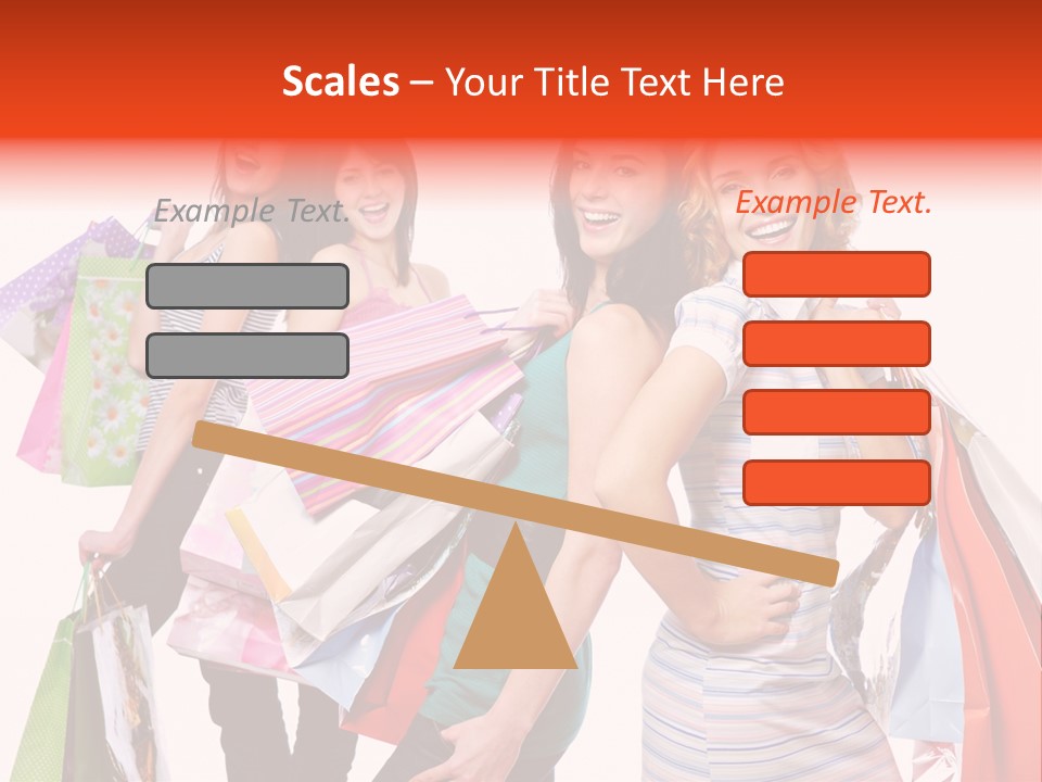 Bag Girls Caucasian PowerPoint Template