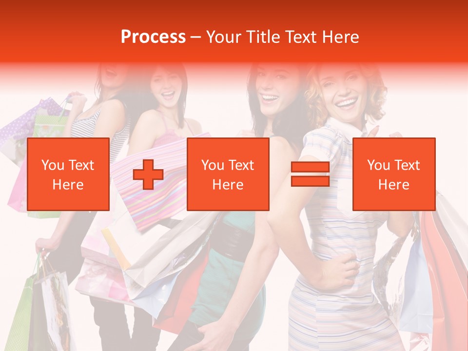 Bag Girls Caucasian PowerPoint Template