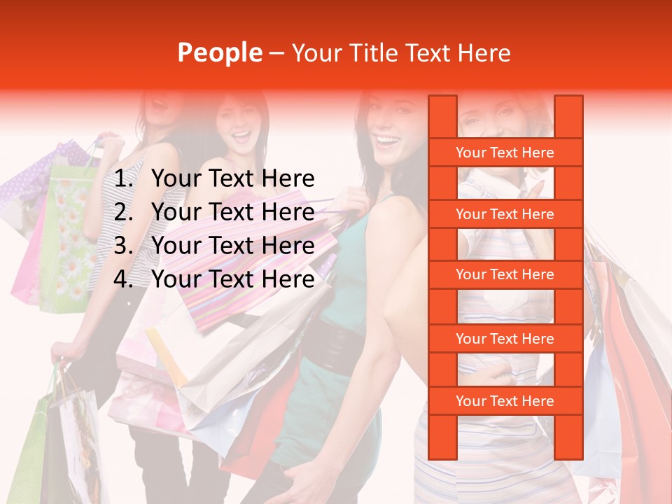 Bag Girls Caucasian PowerPoint Template