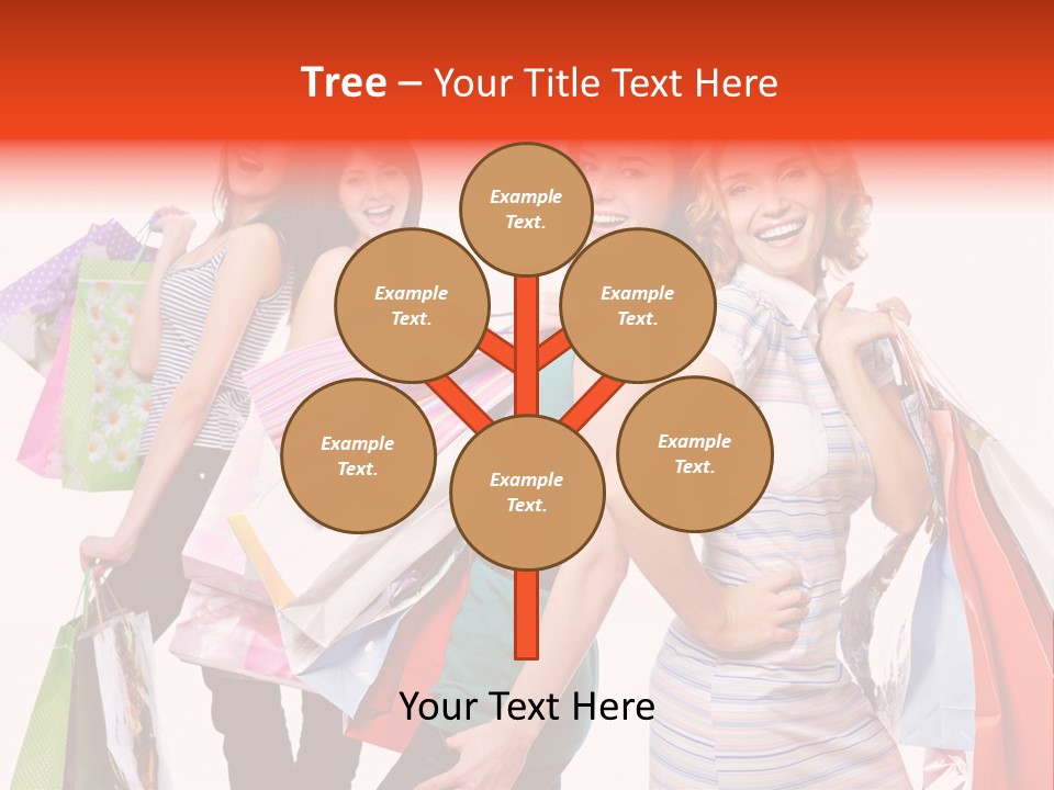 Bag Girls Caucasian PowerPoint Template