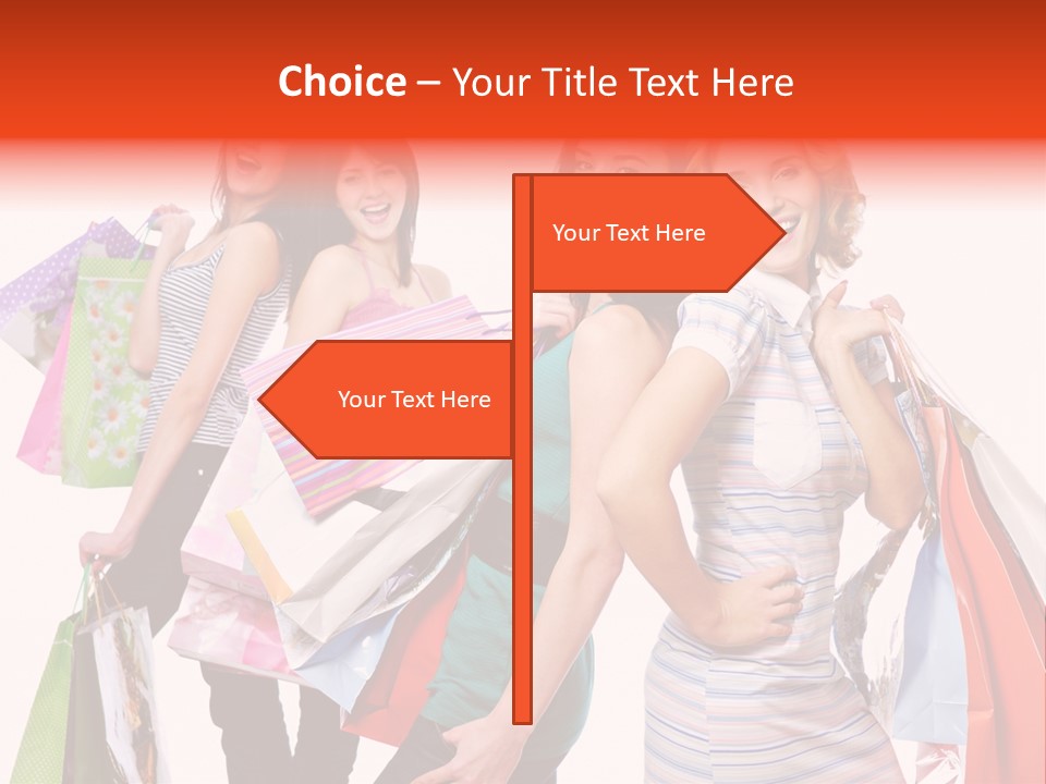 Bag Girls Caucasian PowerPoint Template