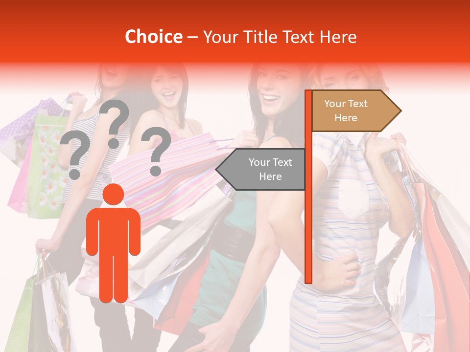 Bag Girls Caucasian PowerPoint Template