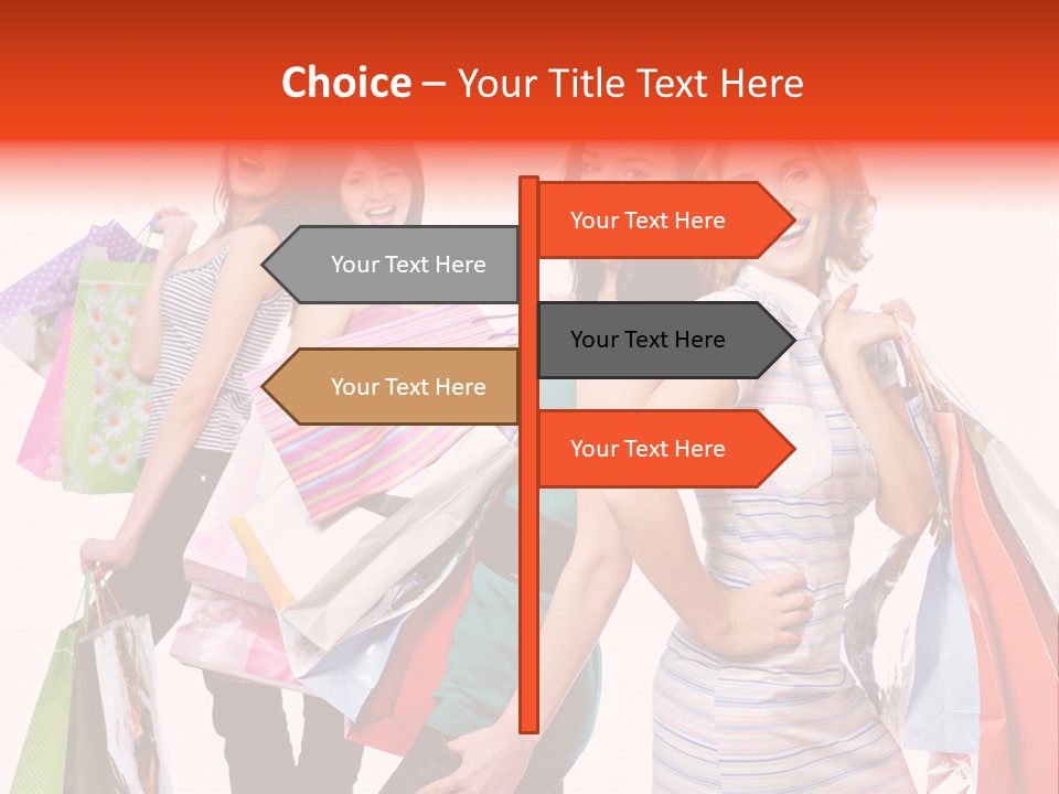 Bag Girls Caucasian PowerPoint Template