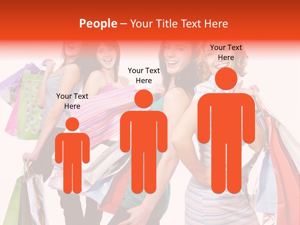 Bag Girls Caucasian PowerPoint Template