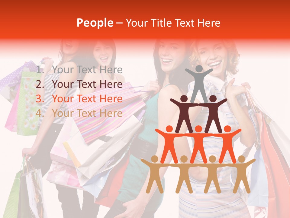 Bag Girls Caucasian PowerPoint Template