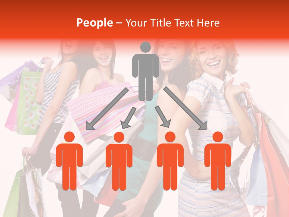 Bag Girls Caucasian PowerPoint Template