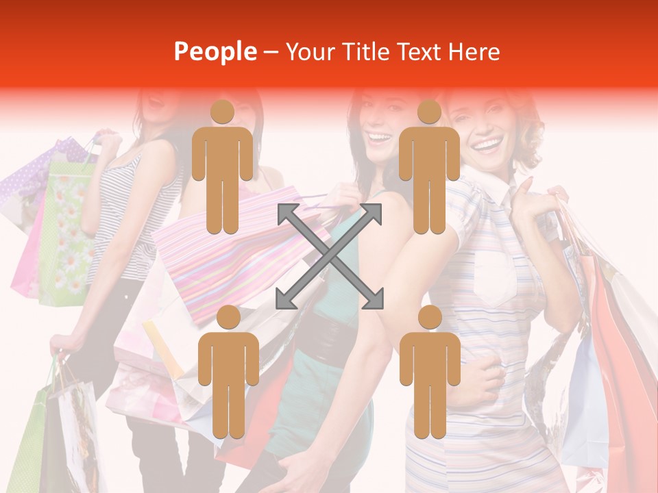 Bag Girls Caucasian PowerPoint Template