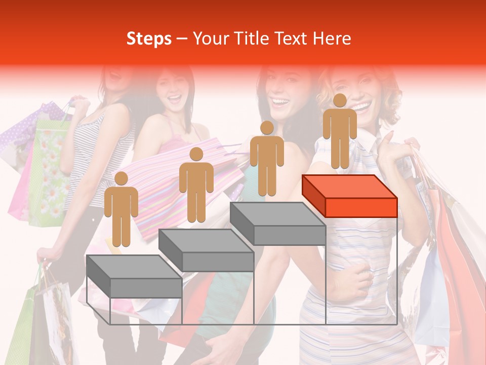 Bag Girls Caucasian PowerPoint Template