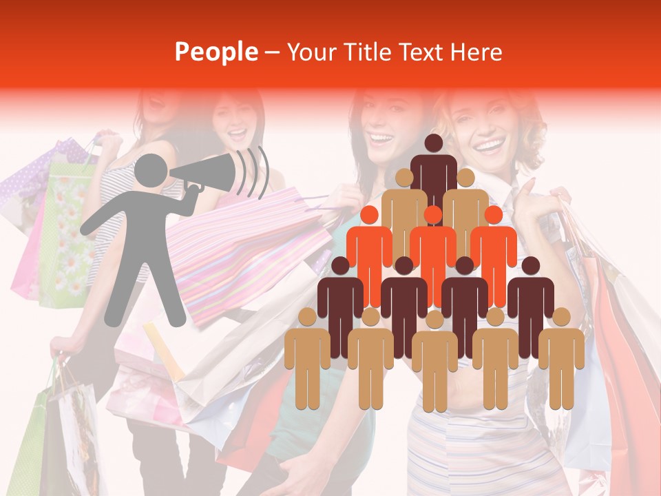 Bag Girls Caucasian PowerPoint Template