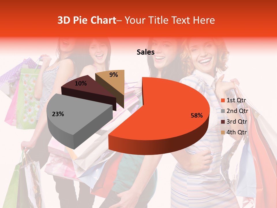 Bag Girls Caucasian PowerPoint Template