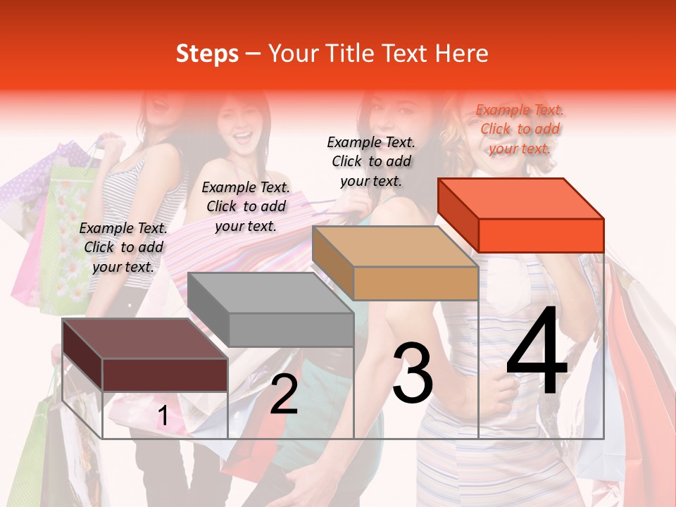 Bag Girls Caucasian PowerPoint Template