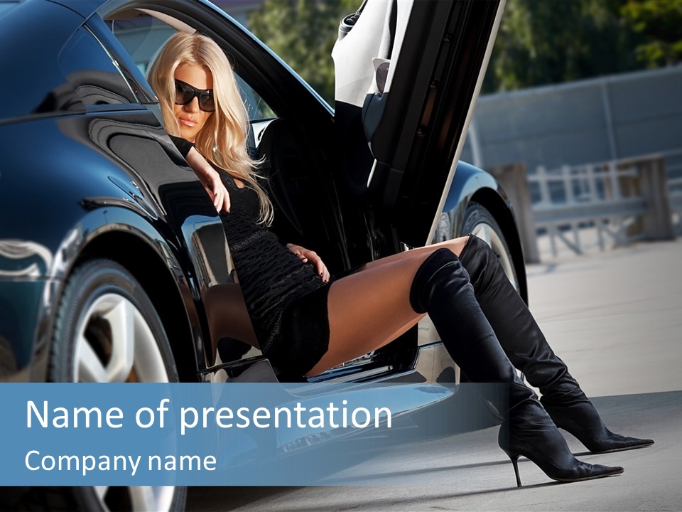 Sitting Sensuality Automobile PowerPoint Template