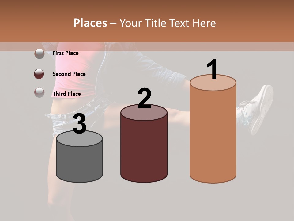 A Woman In A Pink Shirt Is Dancing PowerPoint Template