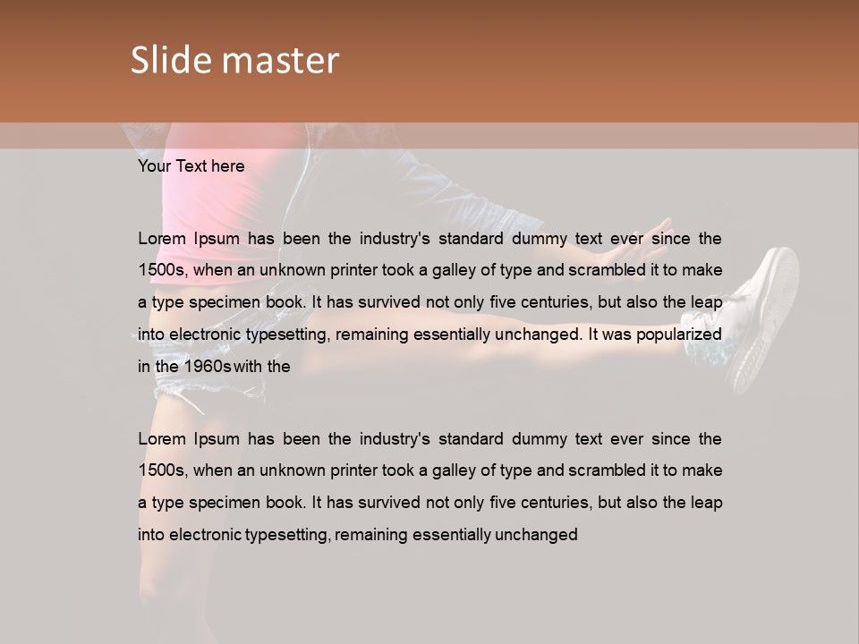 A Woman In A Pink Shirt Is Dancing PowerPoint Template