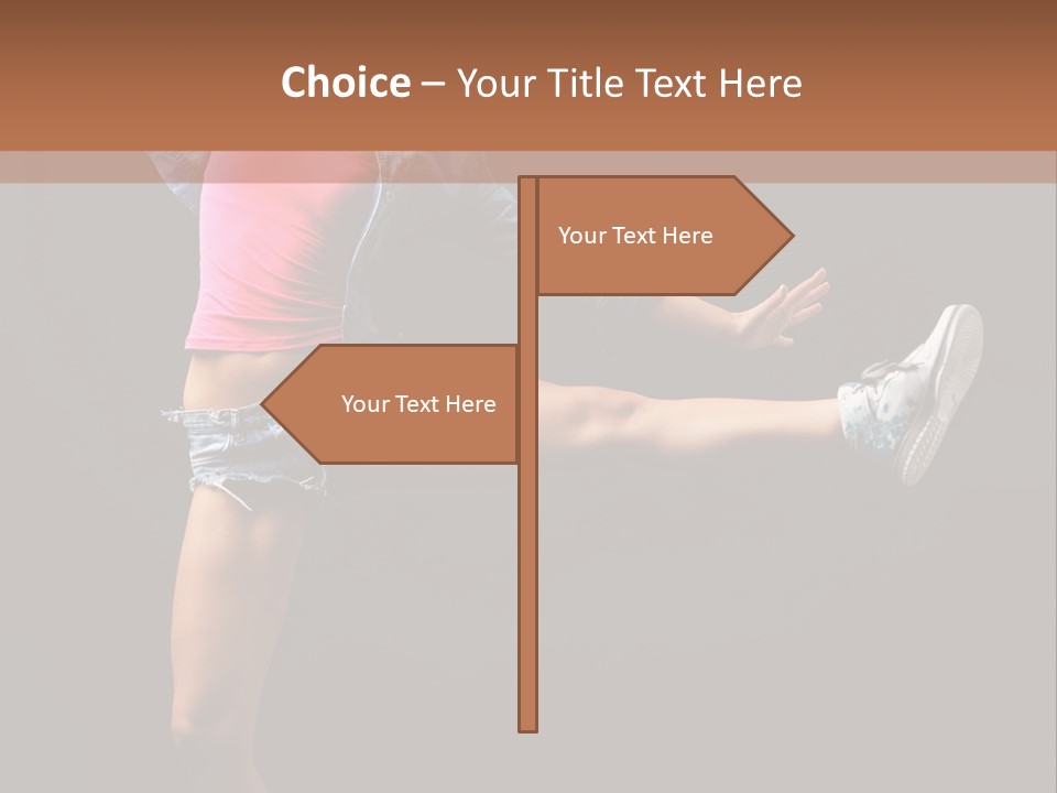 A Woman In A Pink Shirt Is Dancing PowerPoint Template