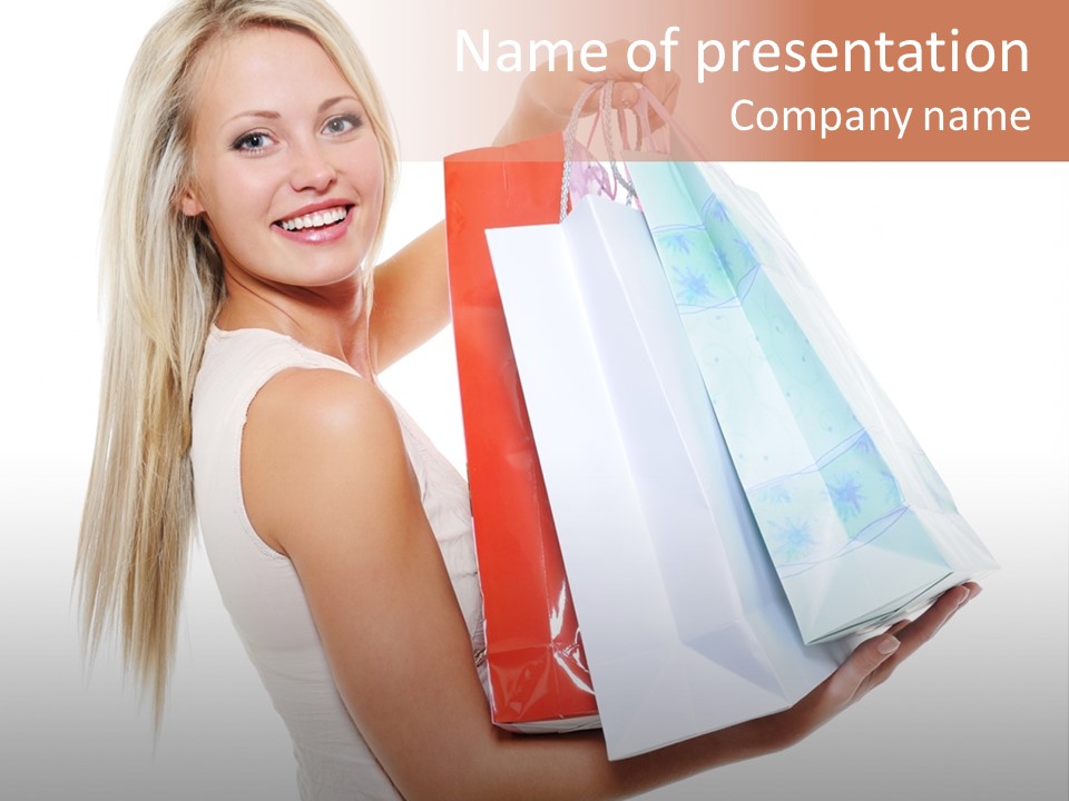 Shopping Blonde Closeup PowerPoint Template