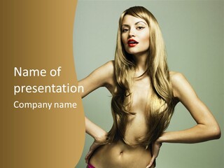 A Woman With Long Blonde Hair Posing For A Picture PowerPoint Template
