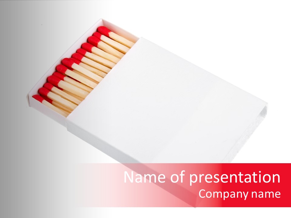 A Box Of Matches With Red Matches On Top Of It PowerPoint Template