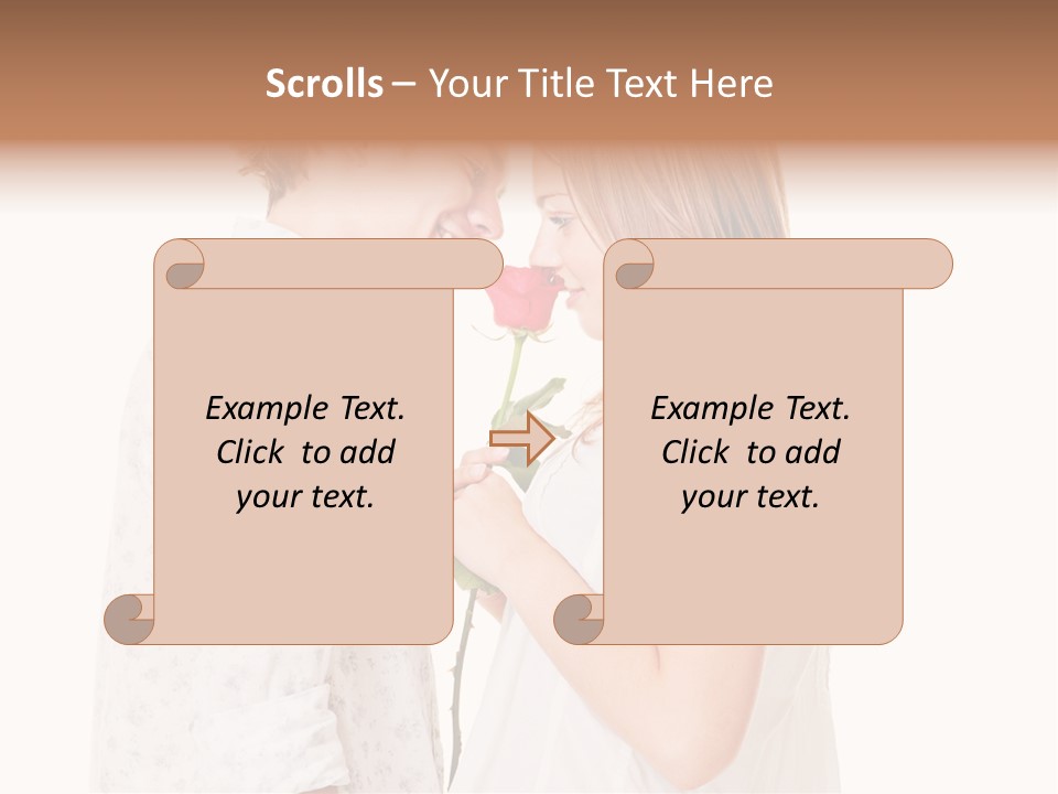 A Man And A Woman Holding A Rose Together PowerPoint Template