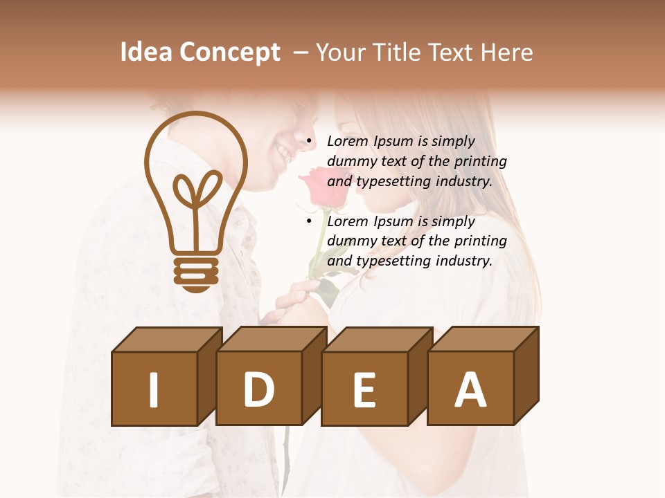 A Man And A Woman Holding A Rose Together PowerPoint Template